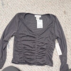 URBAN Romantics Charcoal Ruched Long Sleeve Top